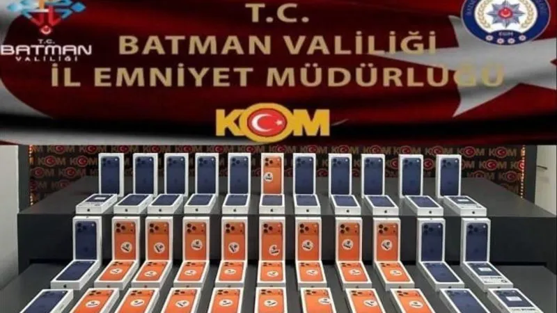 Batman’da 6,6 Milyon TL’lik Kaçak Telefon Operasyonu: 55 Cihaz Ele Geçirildi
