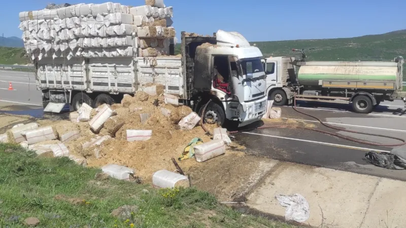 Bingöl'de saman yüklü kamyonda çıkan yangın söndürüldü