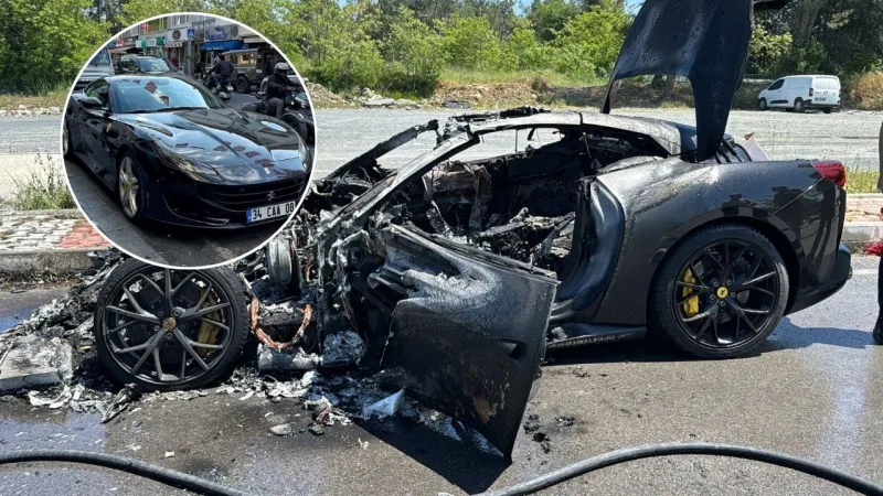 20 Milyonluk Ferrari Alevlere Teslim! Eyüpsultan'da Şok Anlar