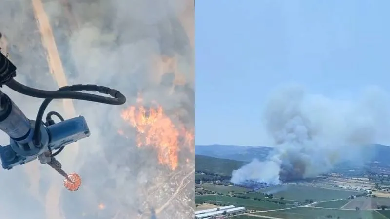 İzmir'de Korkutan Orman Yangını! Helikopterler Devrede