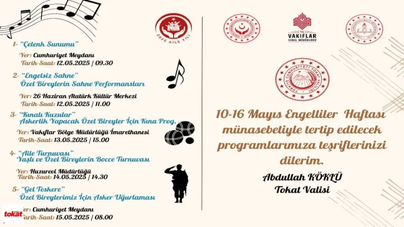 Tokat'ta Engelliler Haftası Coşkusu: İşte Kaçırılmaması Gereken Etkinlikler!