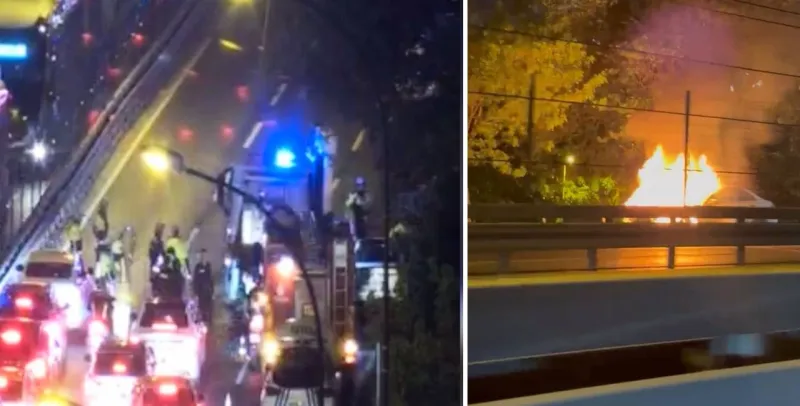 Şişli'de Otomobil Alevlere Teslim! D-100'de Trafik Durdu Mu?