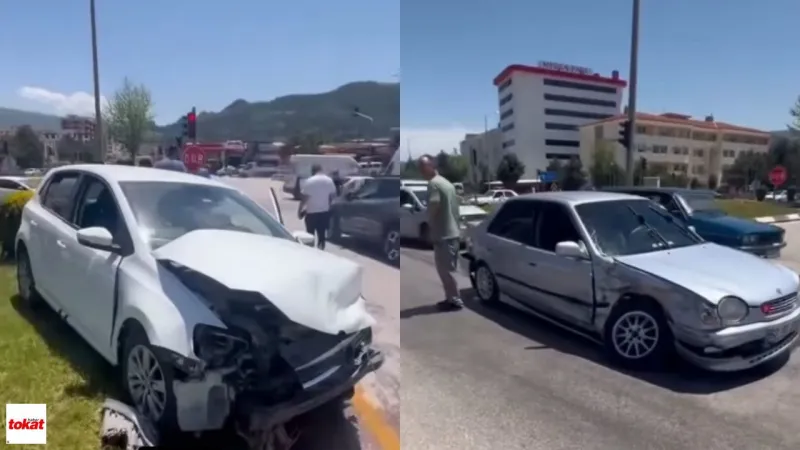 Tokat Medikal Park Kavşağı’nda Kaza; Işık İhlali İki Aracı Hurdaya Çevirdi!