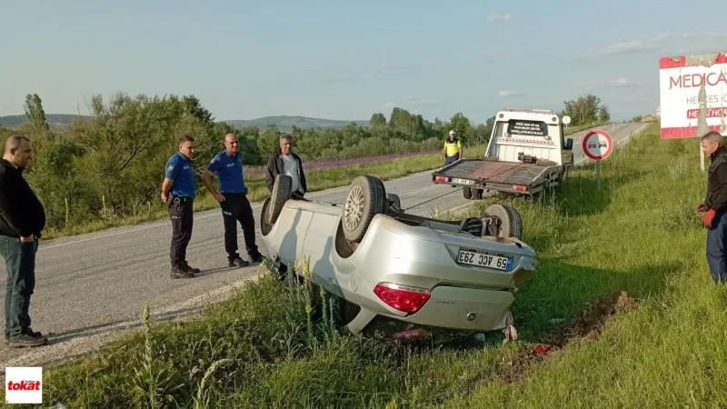 Tokat'ta Araç Takla Attı: Sürücü Mucizevi Şekilde Kurtuldu
