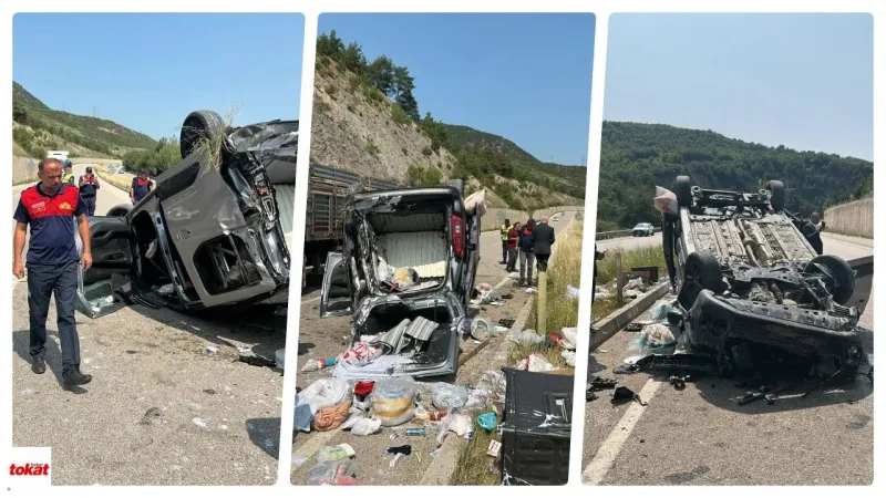 Tokat'ta Feci Kaza! Araç Takla Attı: 5 Yaralı